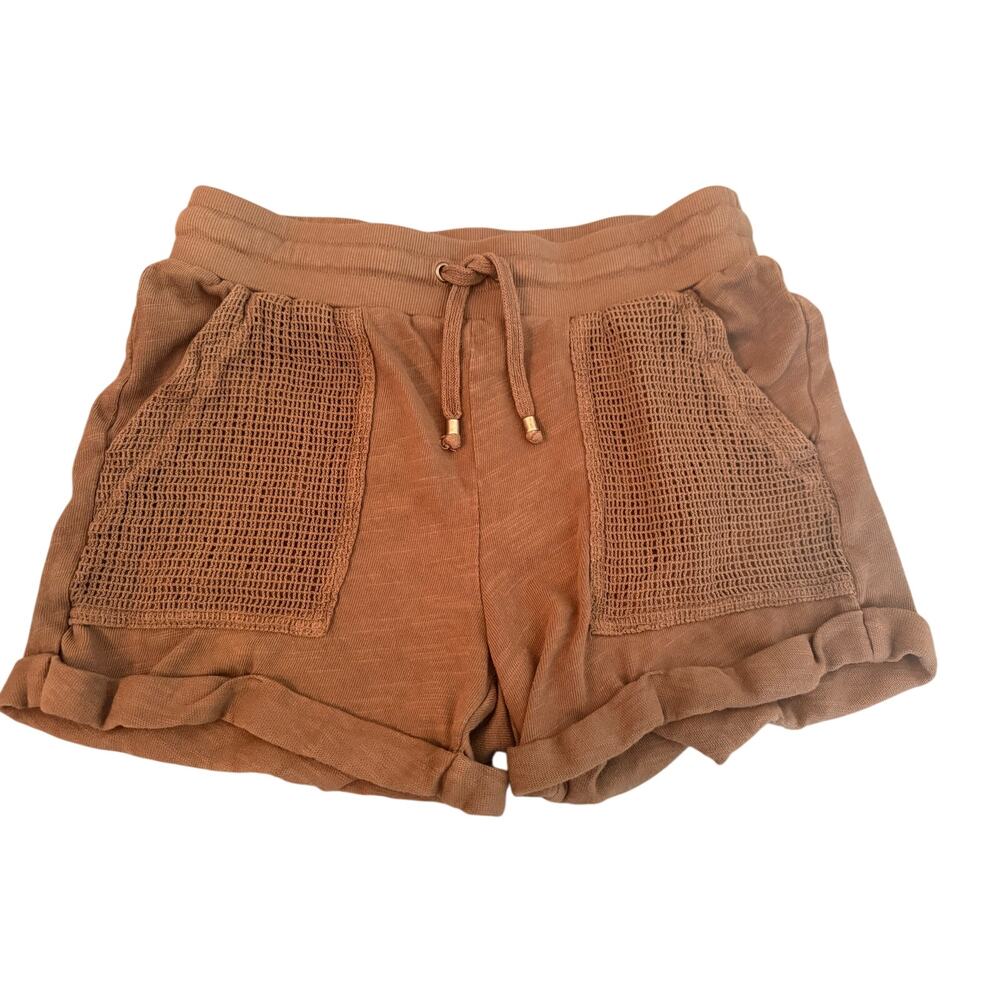 Splendid Campside Crochet Short Womens Small Brown Drawstring Mesh Pocket Hiking